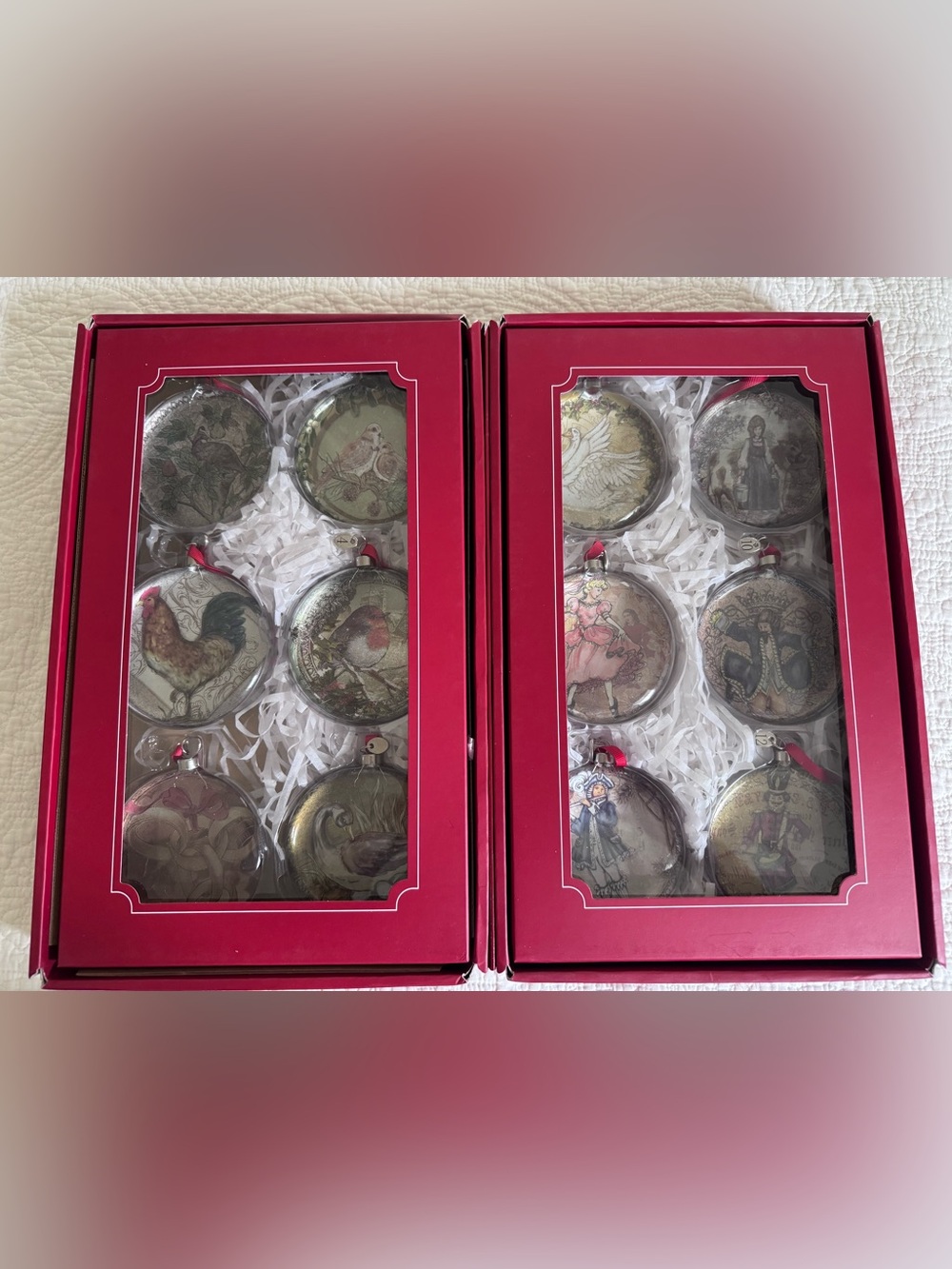 Pottery Barn 12 Days of Christmas Glass Domed
Ornament Set,🦋